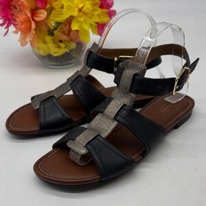 Clarks Artisan Black Silver Gladiator Women's Sandals Size 9